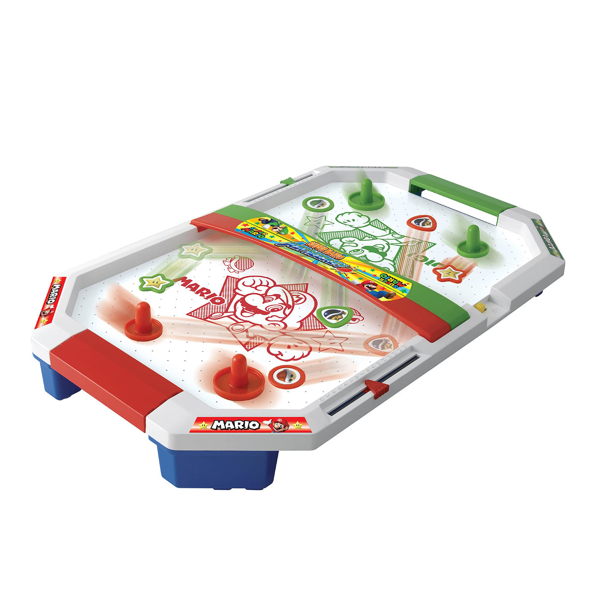 Epoch Games Super Mario air hockey platform ready for quick setup and family play