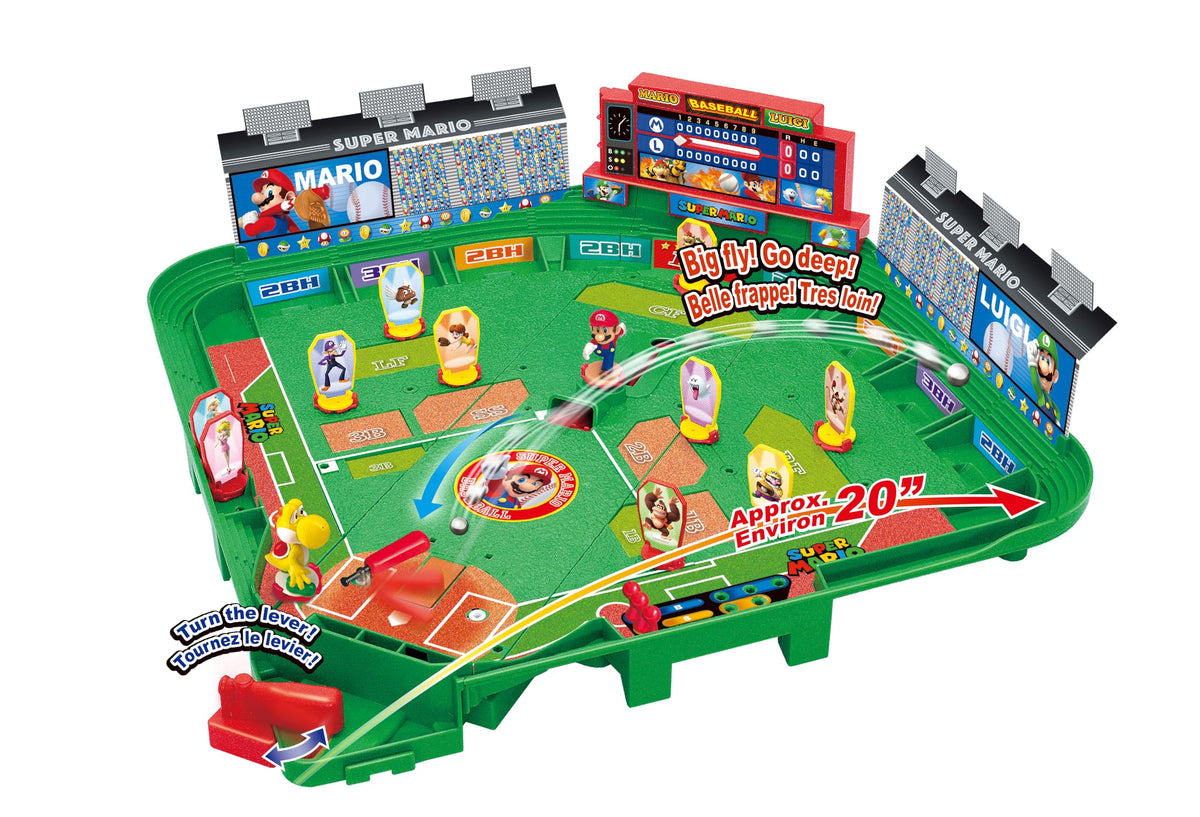 EPOCH Games Super Mario Stadium Baseball Game box art with contents, ready for family game night.
