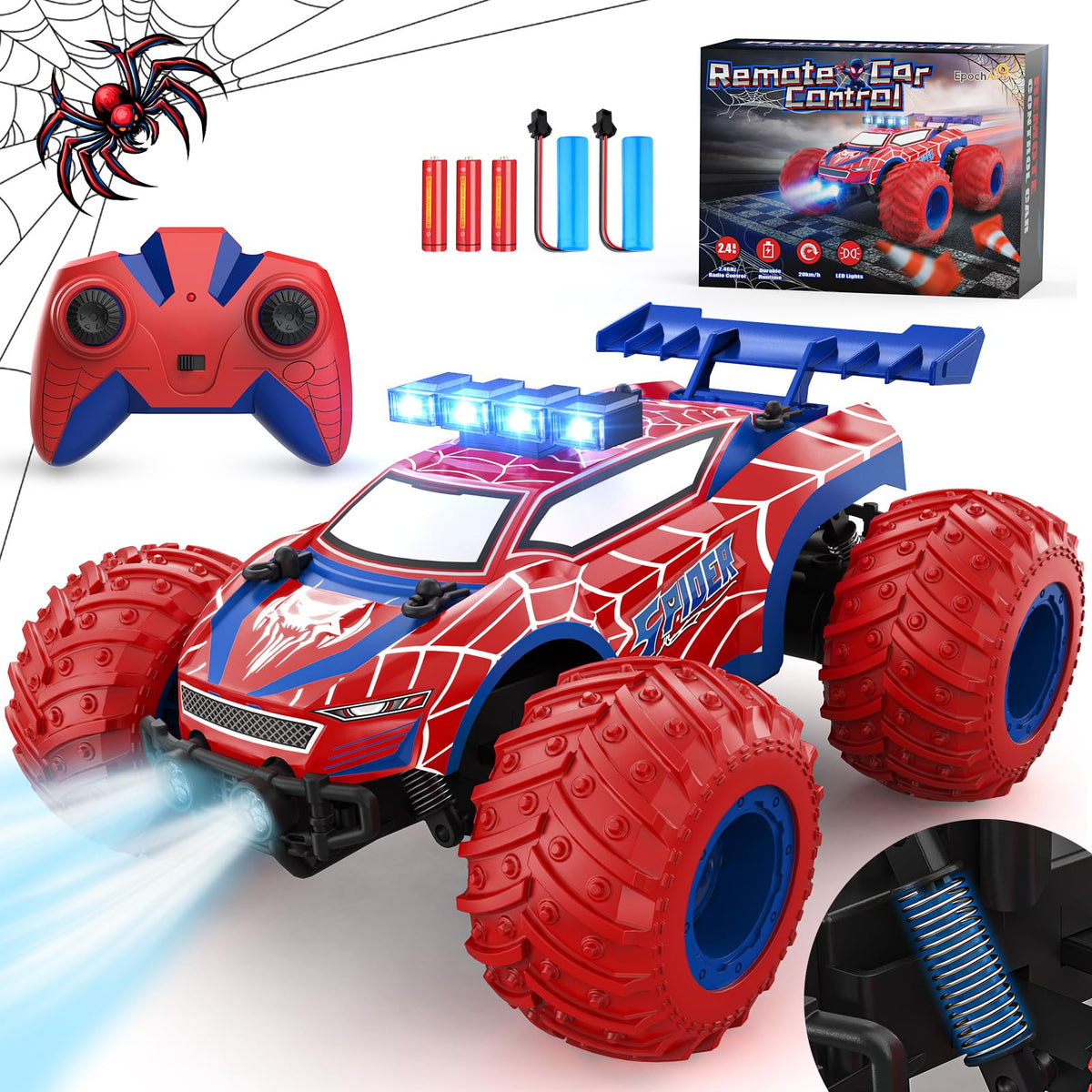 EpochAir 1:18 RC car front view shows rugged build for all-terrain play