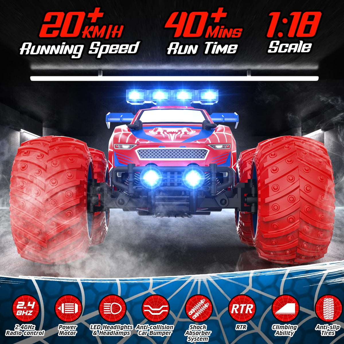 EpochAir 1:18 RC car side view highlights sleek profile for high-speed fun