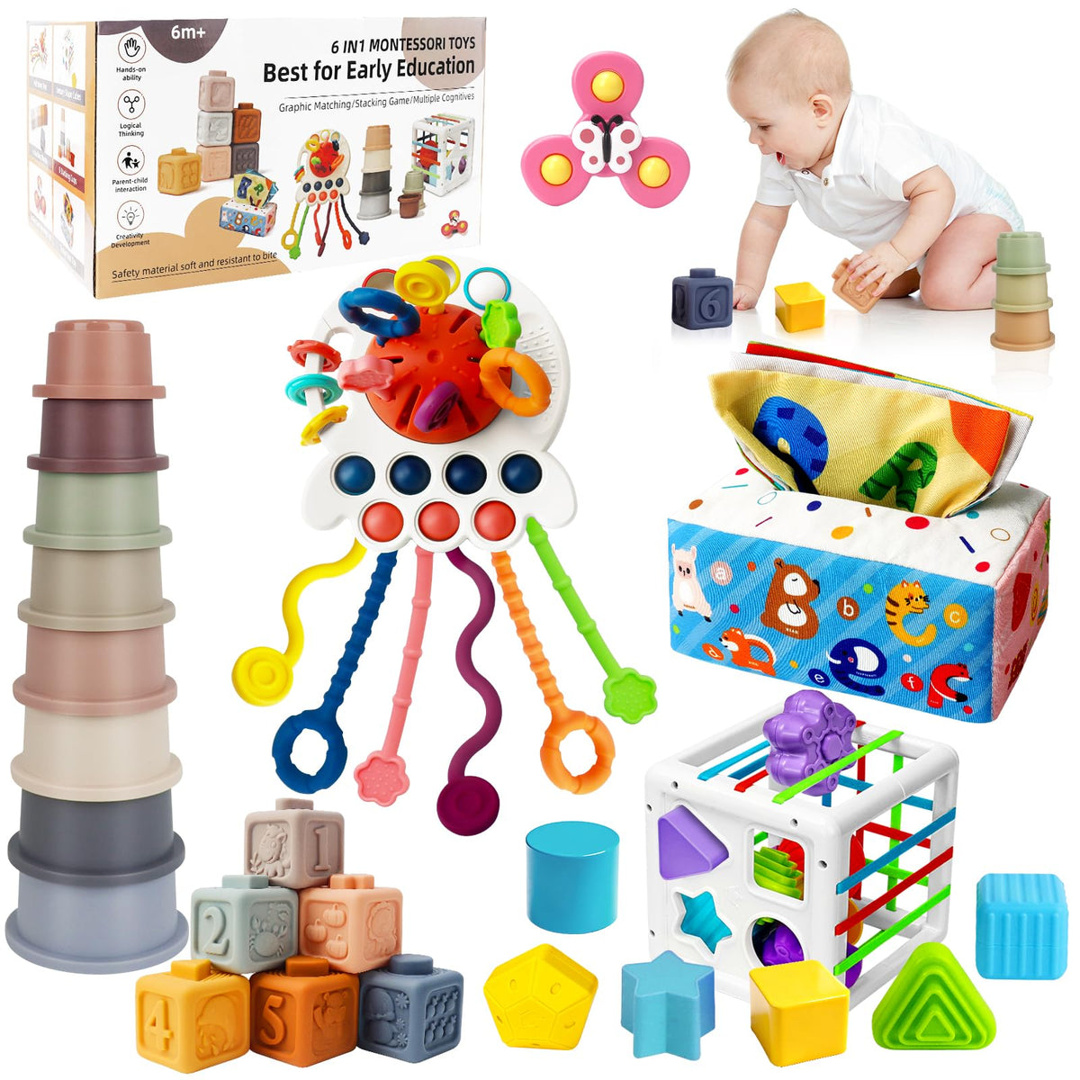 EPOGG pull string toy enhances fine motor skills and sensory exploration.