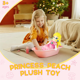 EQUASIS Princess Peach plush toy with detailed stitching for durability.