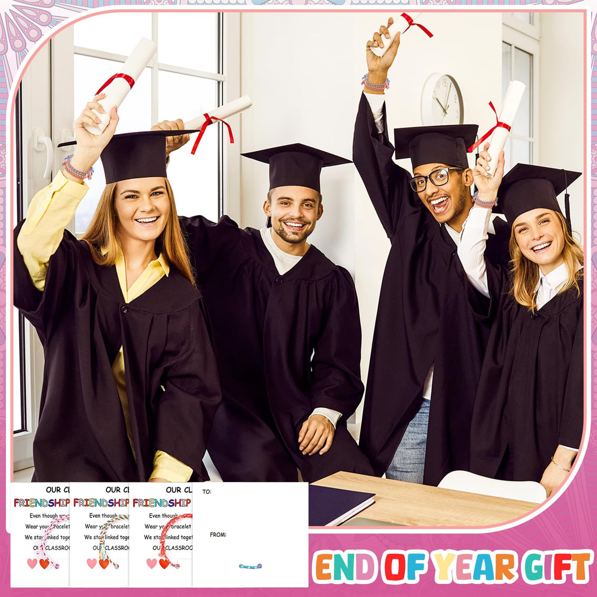 Equsion classroom gift exchange scene highlighting easy distribution among students.