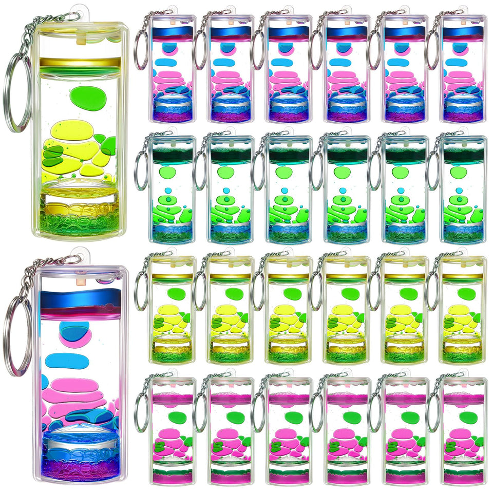 Equsion liquid keychains 12-piece set in motion with colorful bubbles for focus and decor