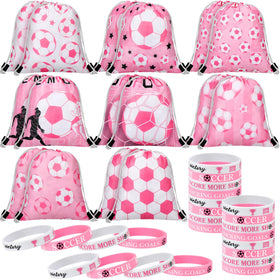 Equsion pink soccer drawstring bags collection for party favors and easy gifting