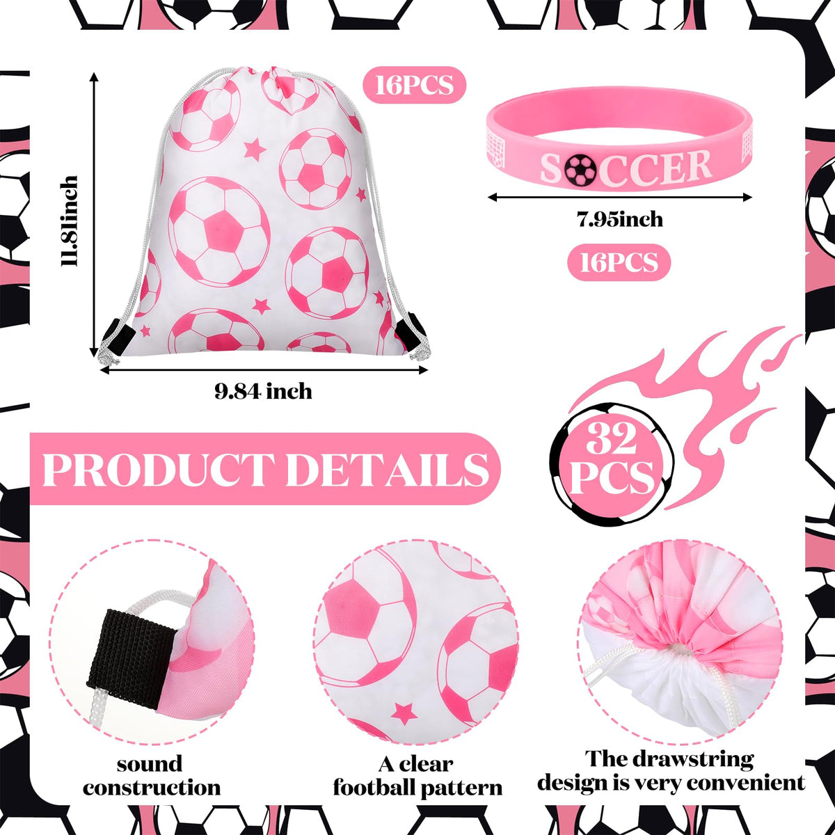 Equsion pink soccer gift bags with themed designs for celebrations