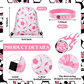 Equsion pink soccer gift bags with themed designs for celebrations