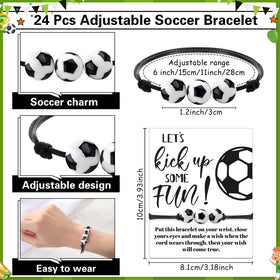 Equsion adjustable soccer bracelets with themed beads
