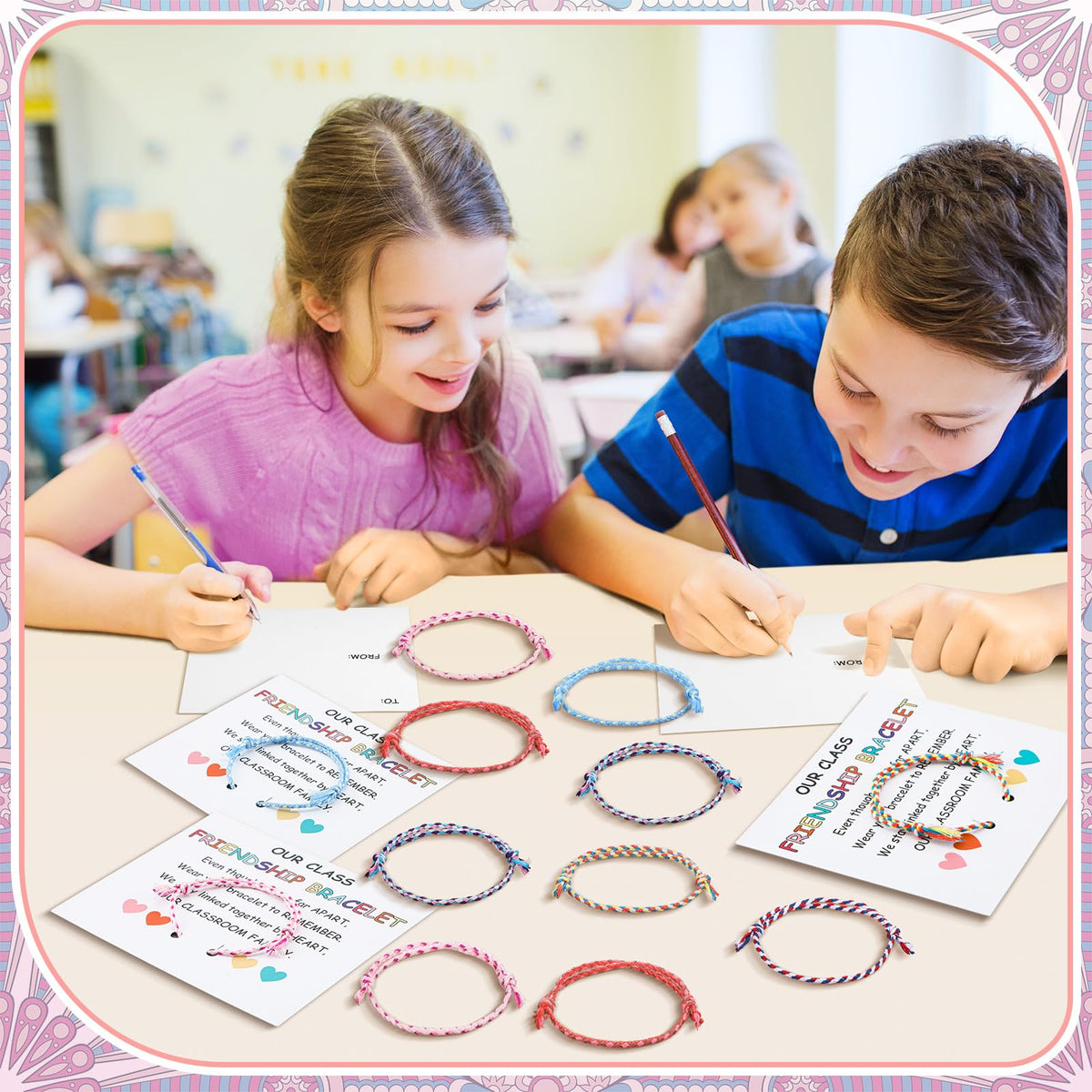 Equsion woven bracelets in bright colors invite friendship and sharing.