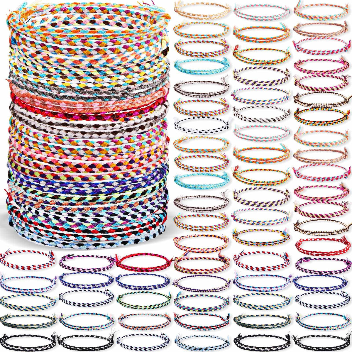 Equsion woven wrap bracelet with colorful threads for everyday chic styling