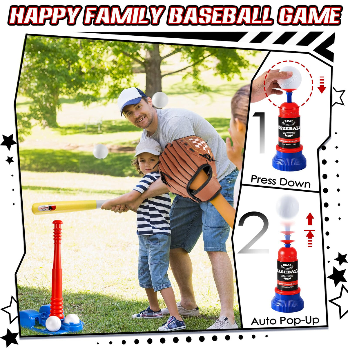 Erixazs Tball Set extendable bat for comfortable swings.