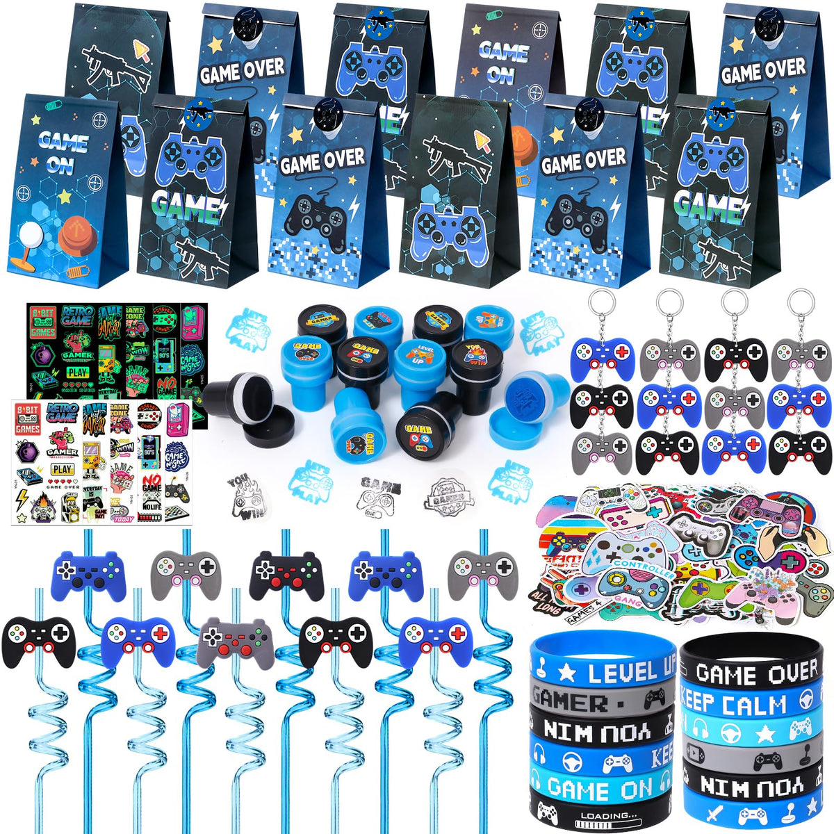 ESAG 124Pcs game favors straws for themed drinks at kids party