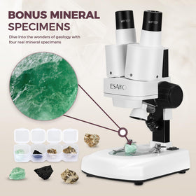 ESAKO Dual LED Kids Microscope with 20x and 50x eyepieces for close-ups and wider views