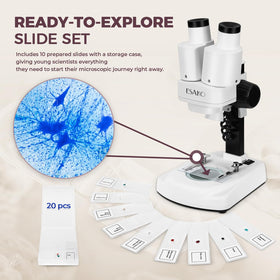 ESAKO Dual LED Kids Microscope side view showing dual lighting for opaque samples