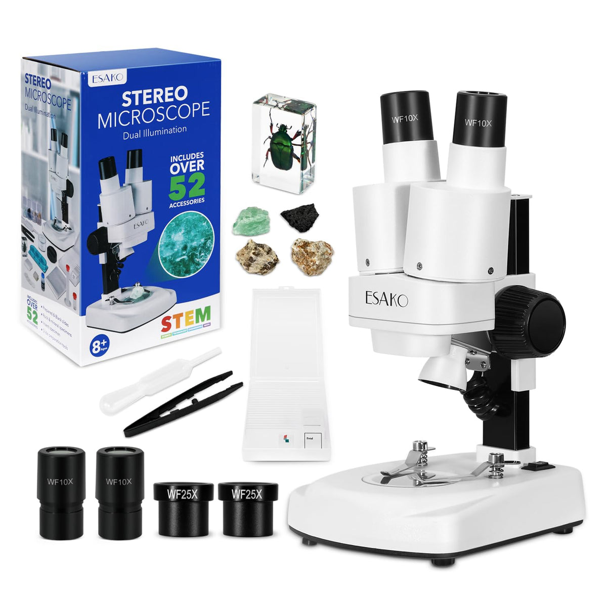 ESAKO Dual LED Kids Microscope top view with bright illumination for detailed surface observations