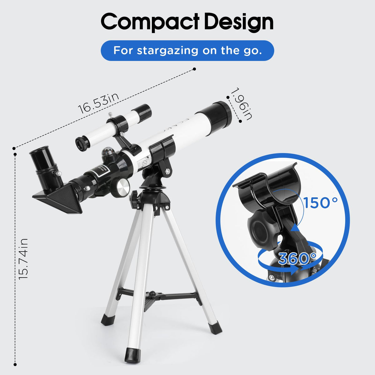 Esako tabletop tripod keeps observations stable anywhere.