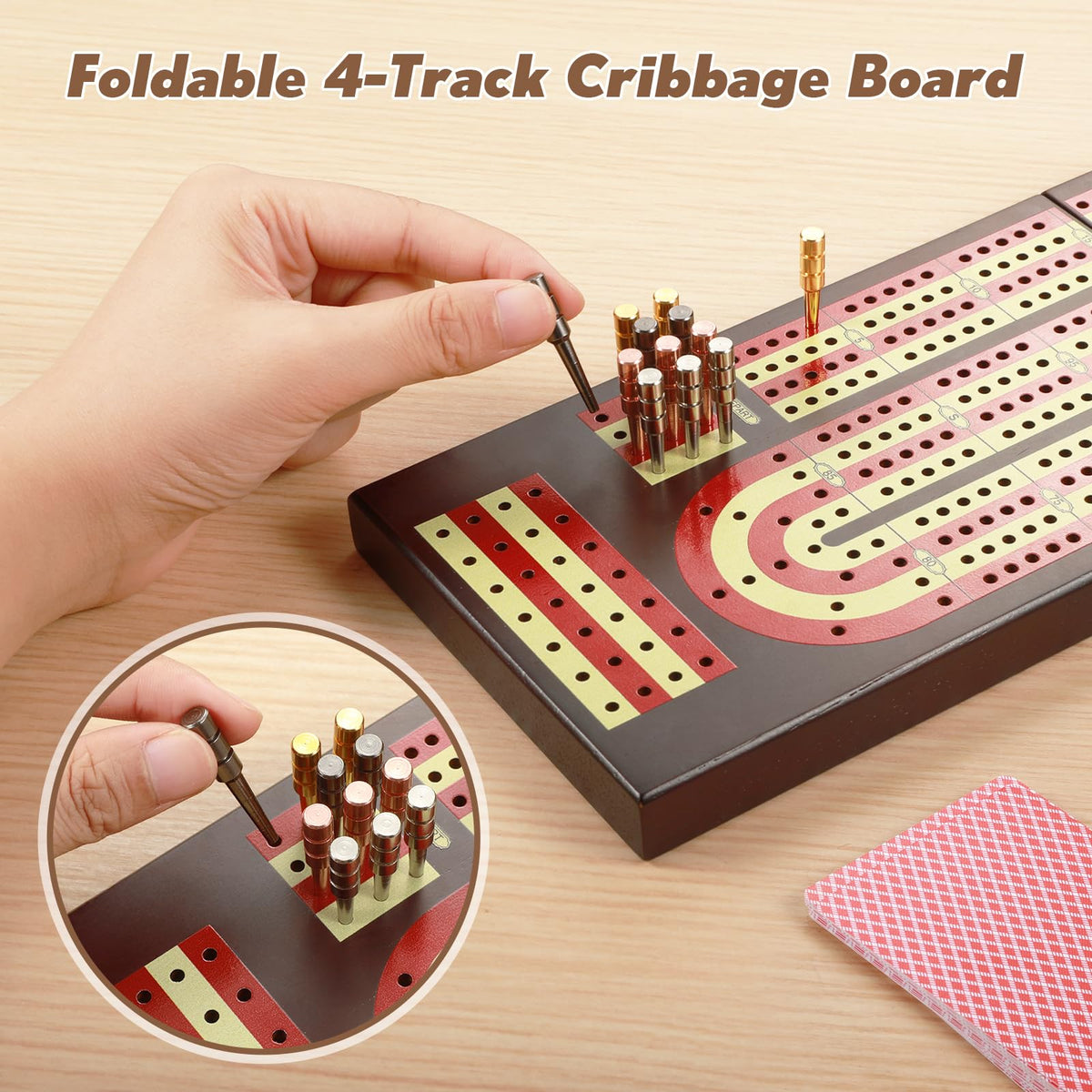 ESENHARBER board with internal storage keeps pegs and cards organized