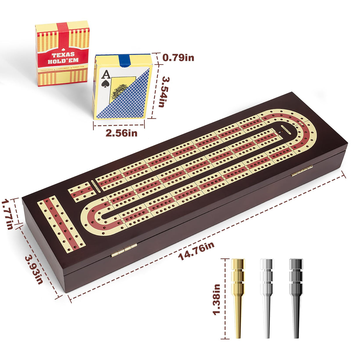 ESENHARBER cribbage board metal pegs offer durable, satisfying gameplay.
