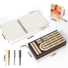 ESENHARBER cribbage board featuring nine metal pegs for durable, tactile gameplay.