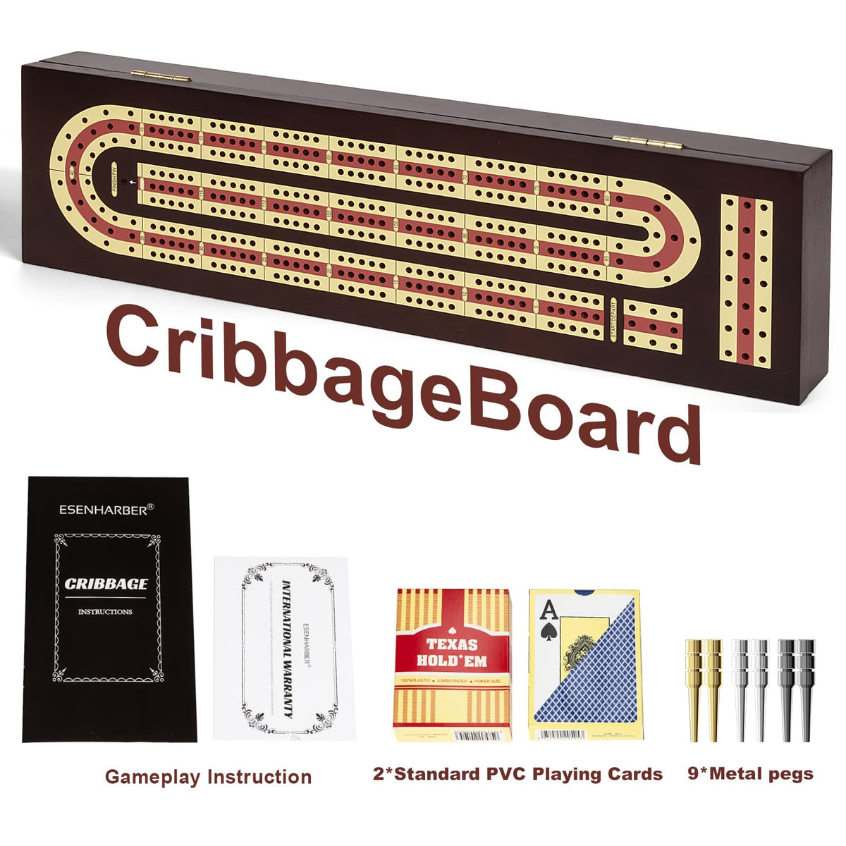 ESENHARBER cribbage board travel-friendly design ideal for on-the-go games.