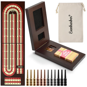 ESENHARBER foldable 4-track cribbage board ready for travel and casual play