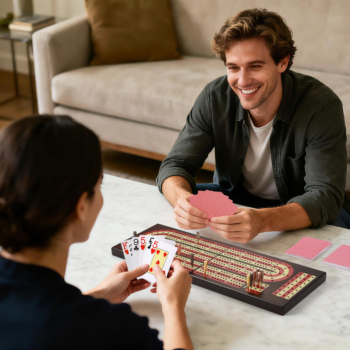 Compact portable ESENHARBER cribbage board for on the go fun