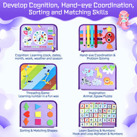 Esjay Busy Board button and clock page supports hand-eye coordination.