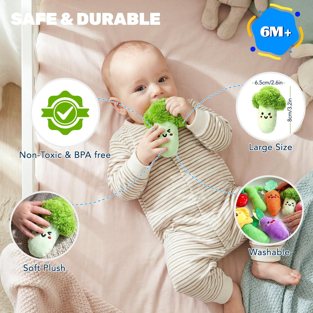 Esjay pull-and-plant veggie toy supports grip development and color matching
