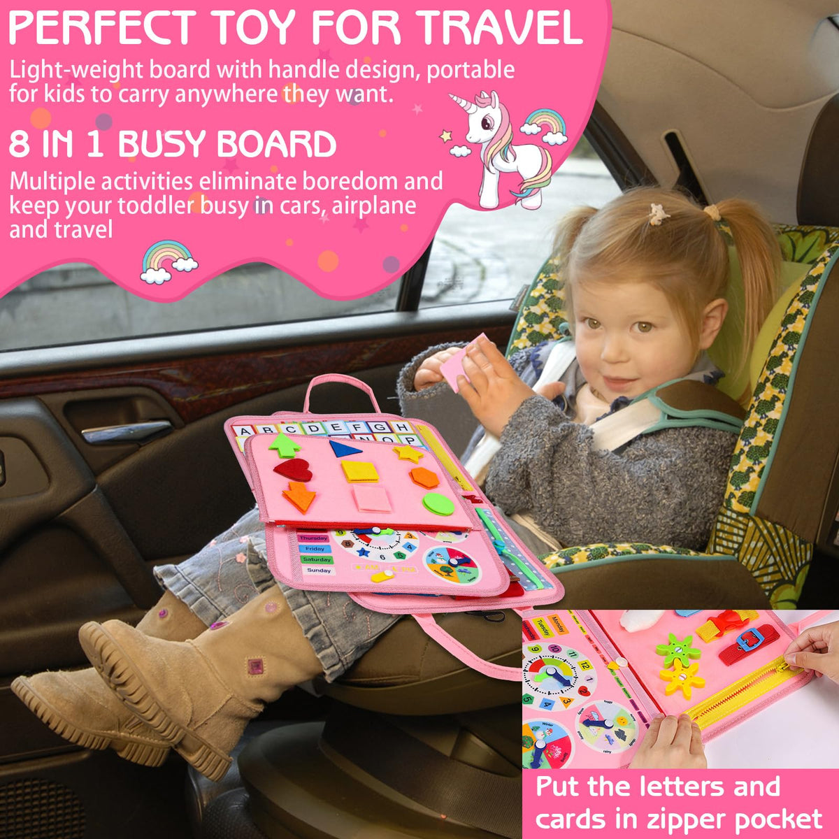 Esjay Busy Board clock and calendar page supports cognitive awareness and sequencing