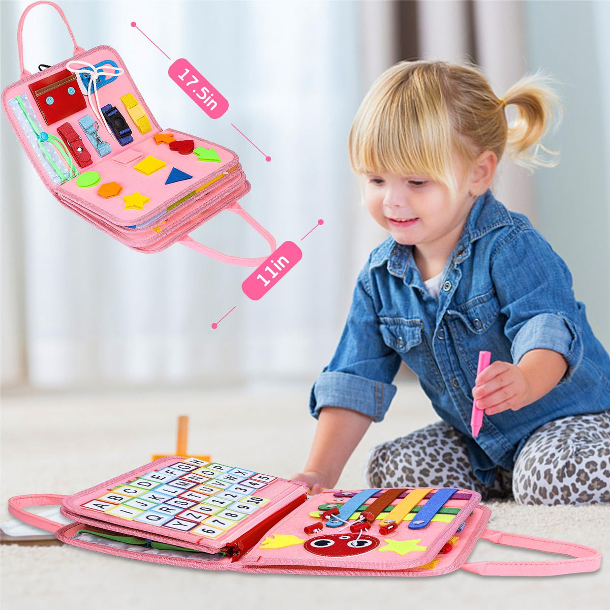 Esjay Busy Board letter and number threading fosters early literacy and counting