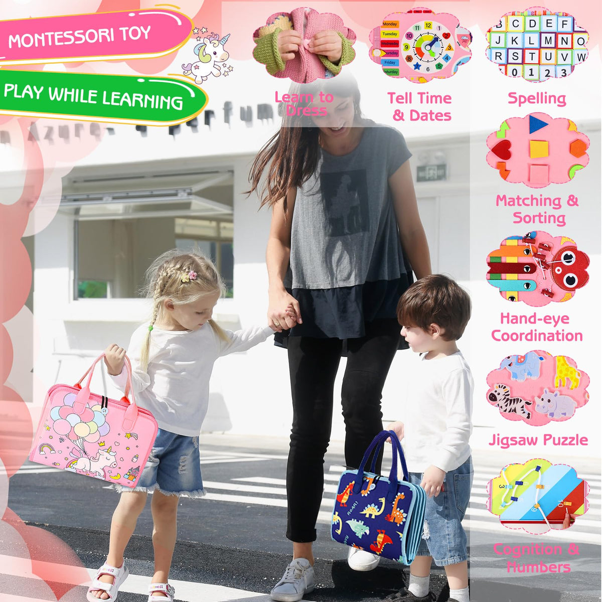 Esjay Busy Board shapes matching and jigsaw puzzle aid recognition and imagination