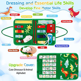 Esjay Busy Board zipper and shoelace page builds fine motor skills.