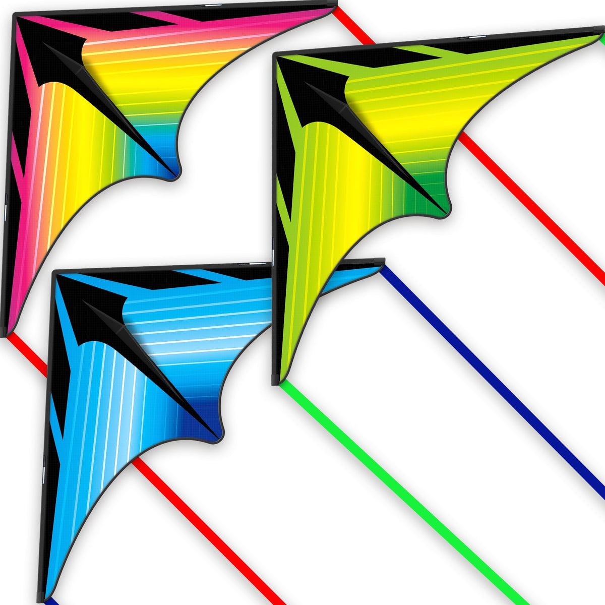 ESOKA PRON delta kite 3-piece set in action, ideal for family outdoor fun.