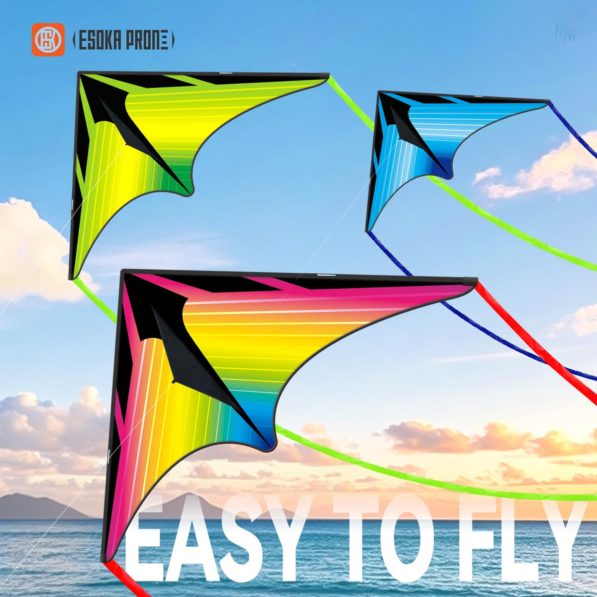 ESOKA PRON delta kite colorful design soaring for outdoor joy.