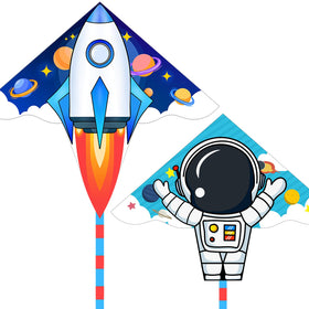 ESOKA PRON rocket kite set soaring in the sky for family fun.