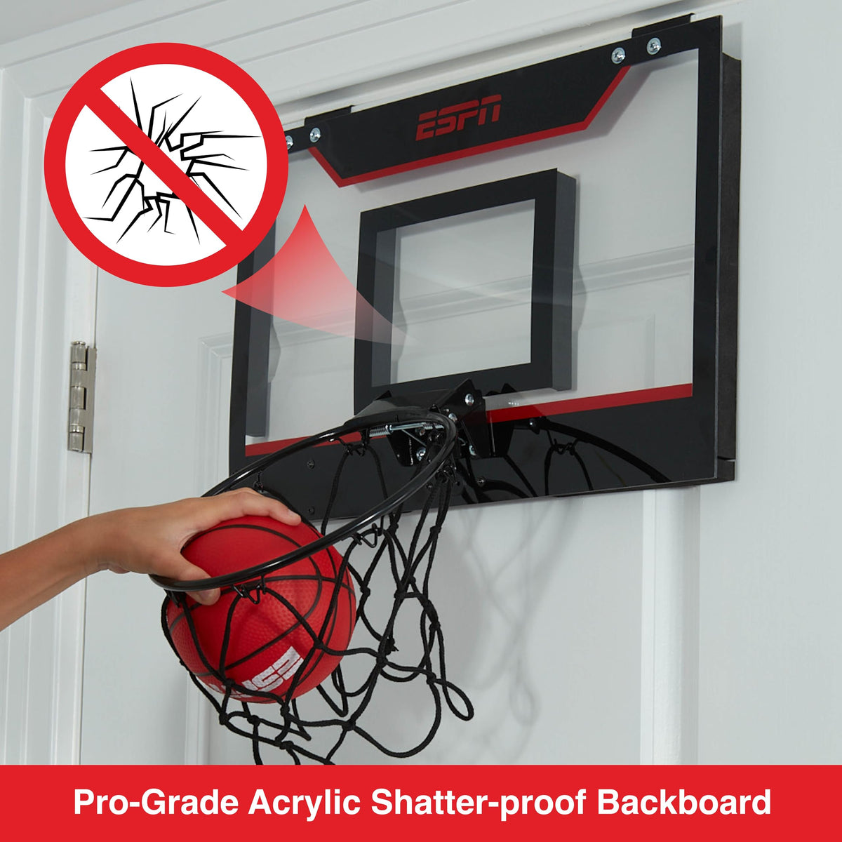 ESPN includes two mini basketballs and a pump for immediate play