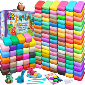 ESSENSON air dry clay 125 colors kit closeup, vibrant hues for kids' creative projects