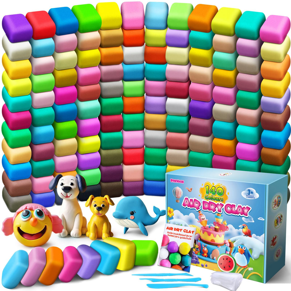 ESSENSON air dry clay 140 colors – vibrant palette for endless color mixing and creative play