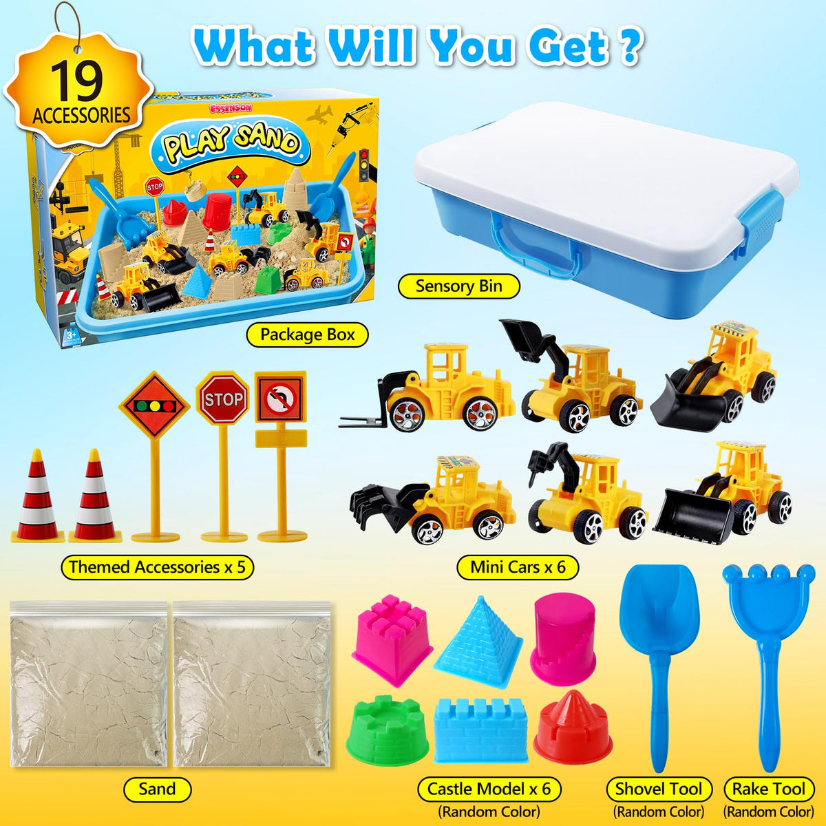 ESSENSON mini construction trucks to spark pretend play and fine motor skills.