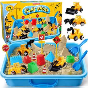 ESSENSON sensory bin with sand and trucks for hands-on imaginative play.