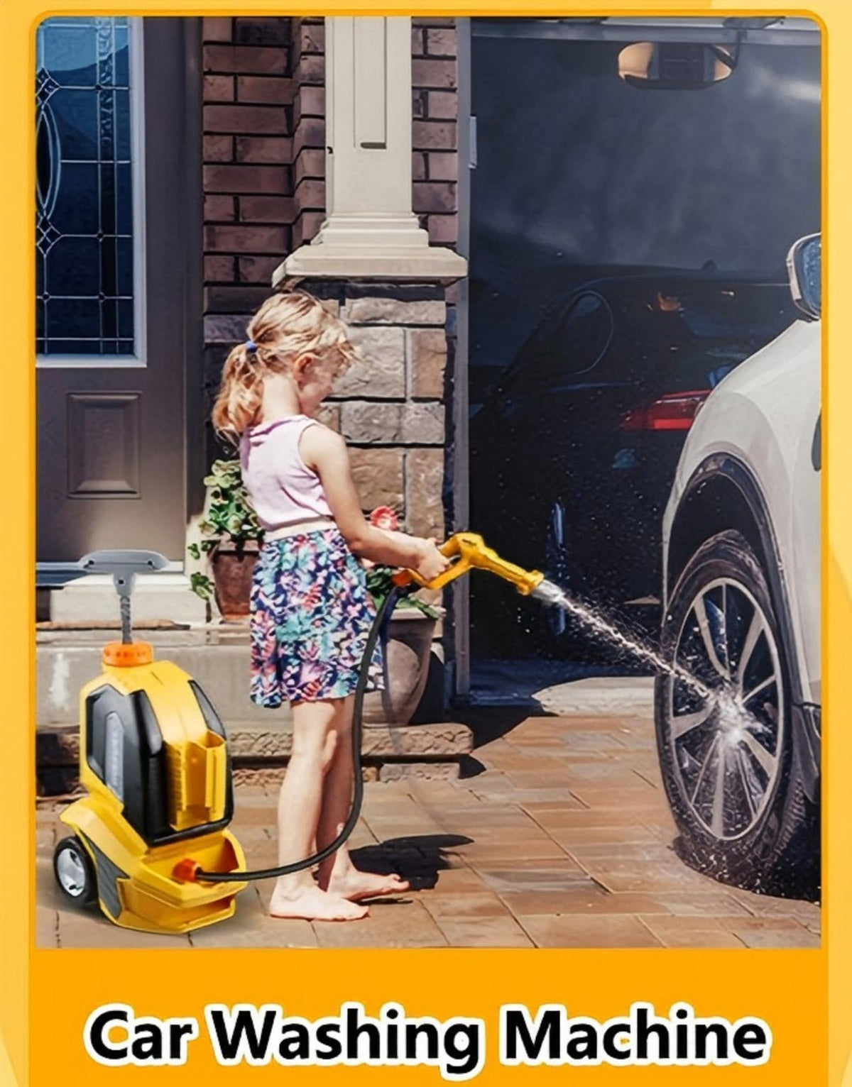 Essovee Kids Clean Car Wash Toy wheel action supports easy tug-and-pull mobility.