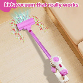 Essovee toddler vacuum toy pink crevice tool reaches corners during pretend chores