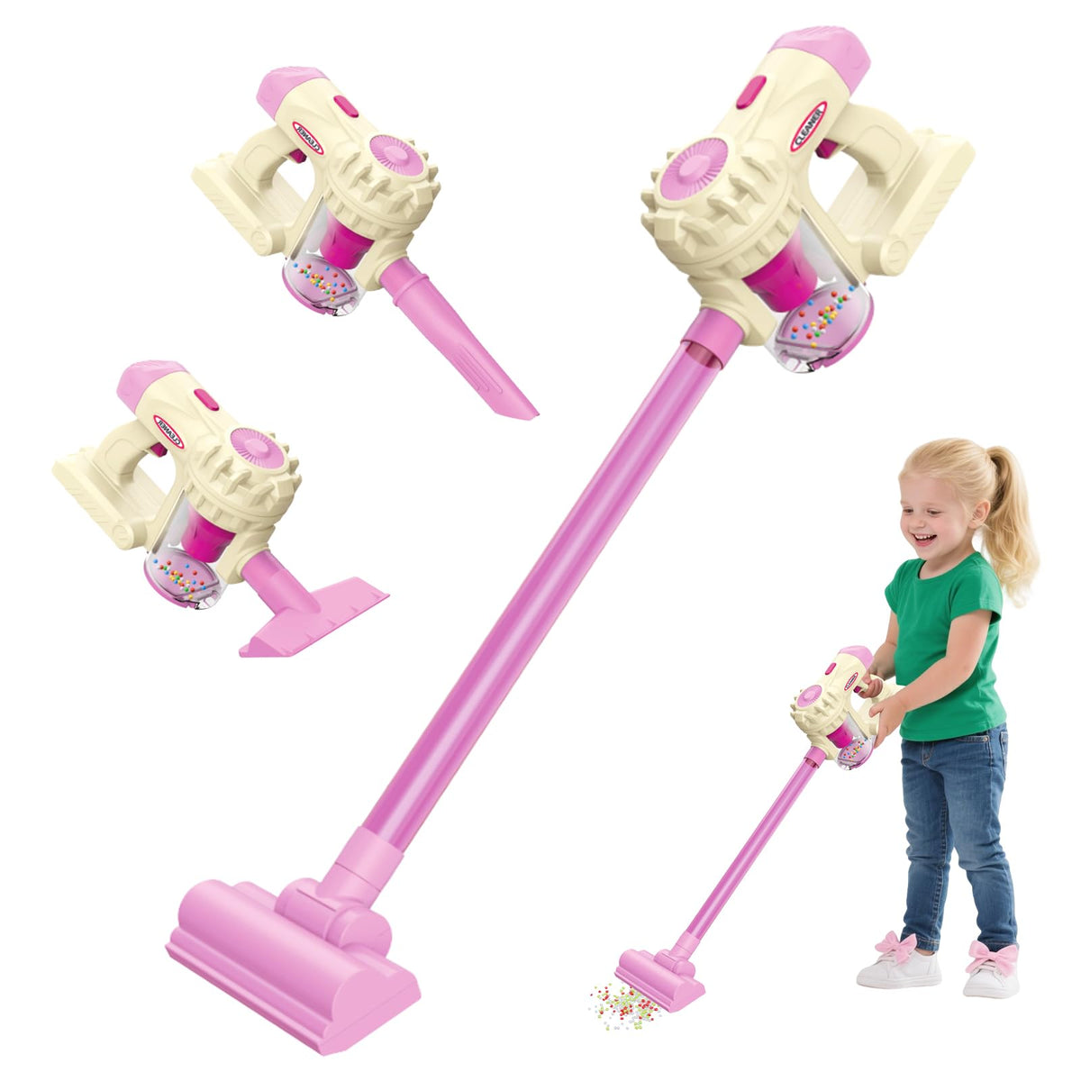 Essovee toddler vacuum toy pink direct suction for engaging role play cleaning