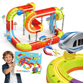ESSVEIGQUA Electric magnetic train set assembly shows quick setup for family play.
