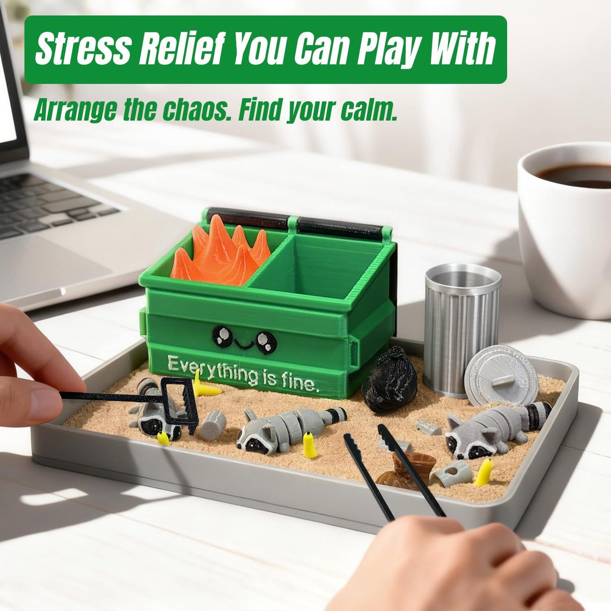 Estairkas Dumpster Fire Zen Garden hands-on relief helps calm racing thoughts