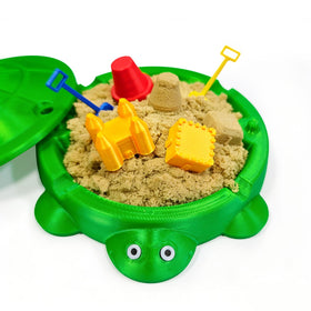 Estairkas mini turtle desk sandbox with lid, compact zen touch for workspace.