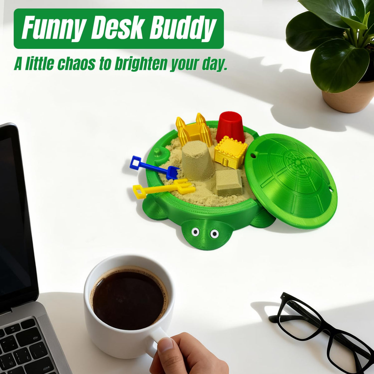 Estairkas turtle sandbox sand bag for tactile desk relaxation.