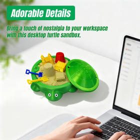 Estairkas turtle desktop relaxation sandbox on a work desk.