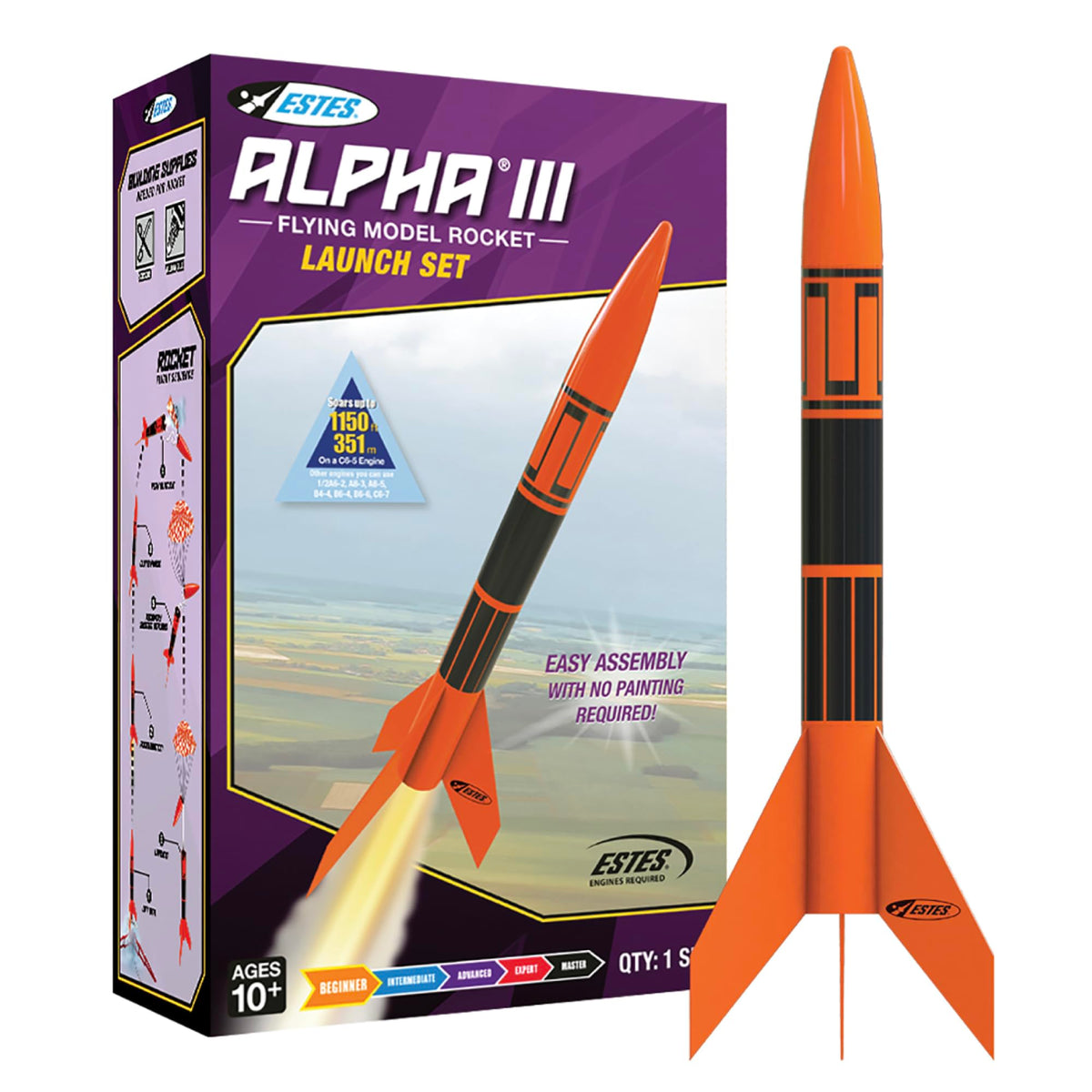 Estes Alpha III rocket body tube ready for quick assembly and outdoor launches.