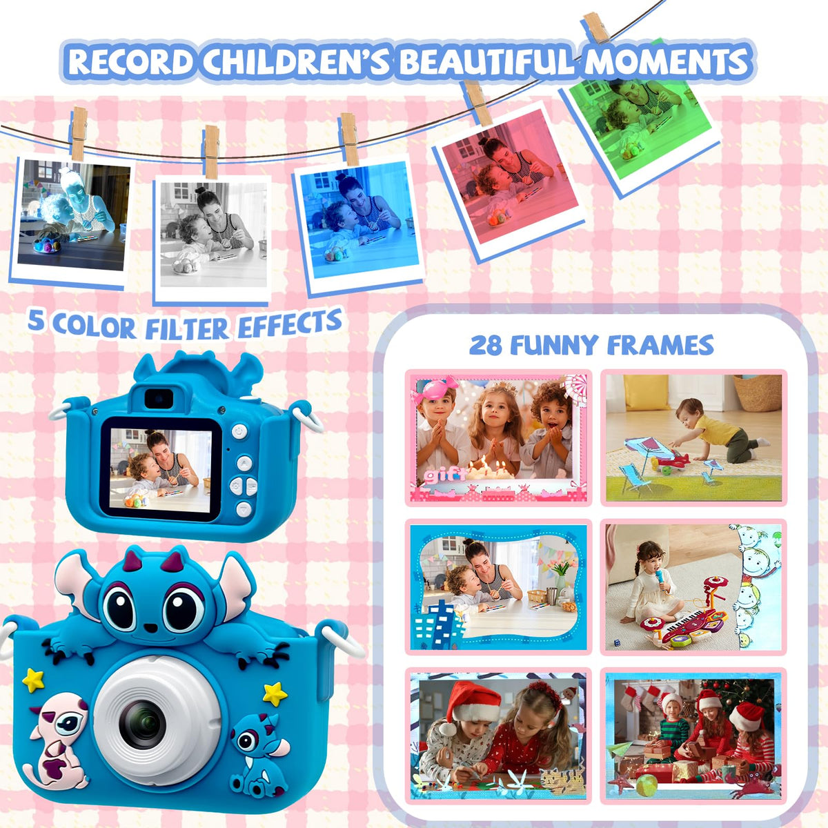 ESTFUN Kids Camera 32GB storage ready to hold thousands of memories